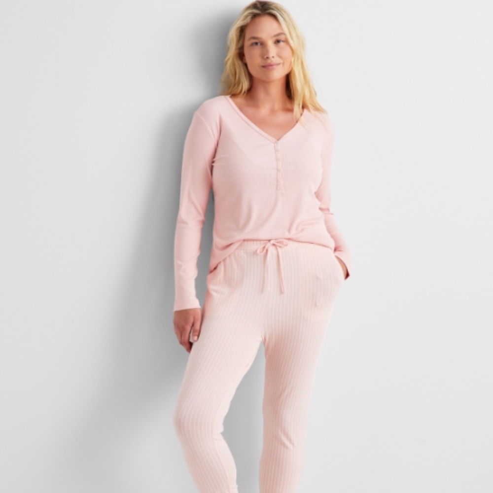 State of Day Women's Long-Sleeve Ribbed Henley Sleep Top Size XL NWT